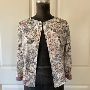 Love 21 Floral Cropped Open Front Jacket Blazer S